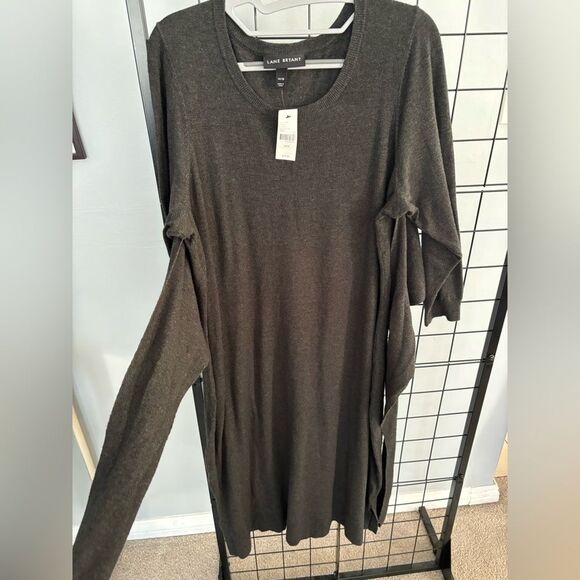 Lane Bryant Long Sleeve Wrap Sweater Gray Midi Dress NWT - Picture 7 of 12